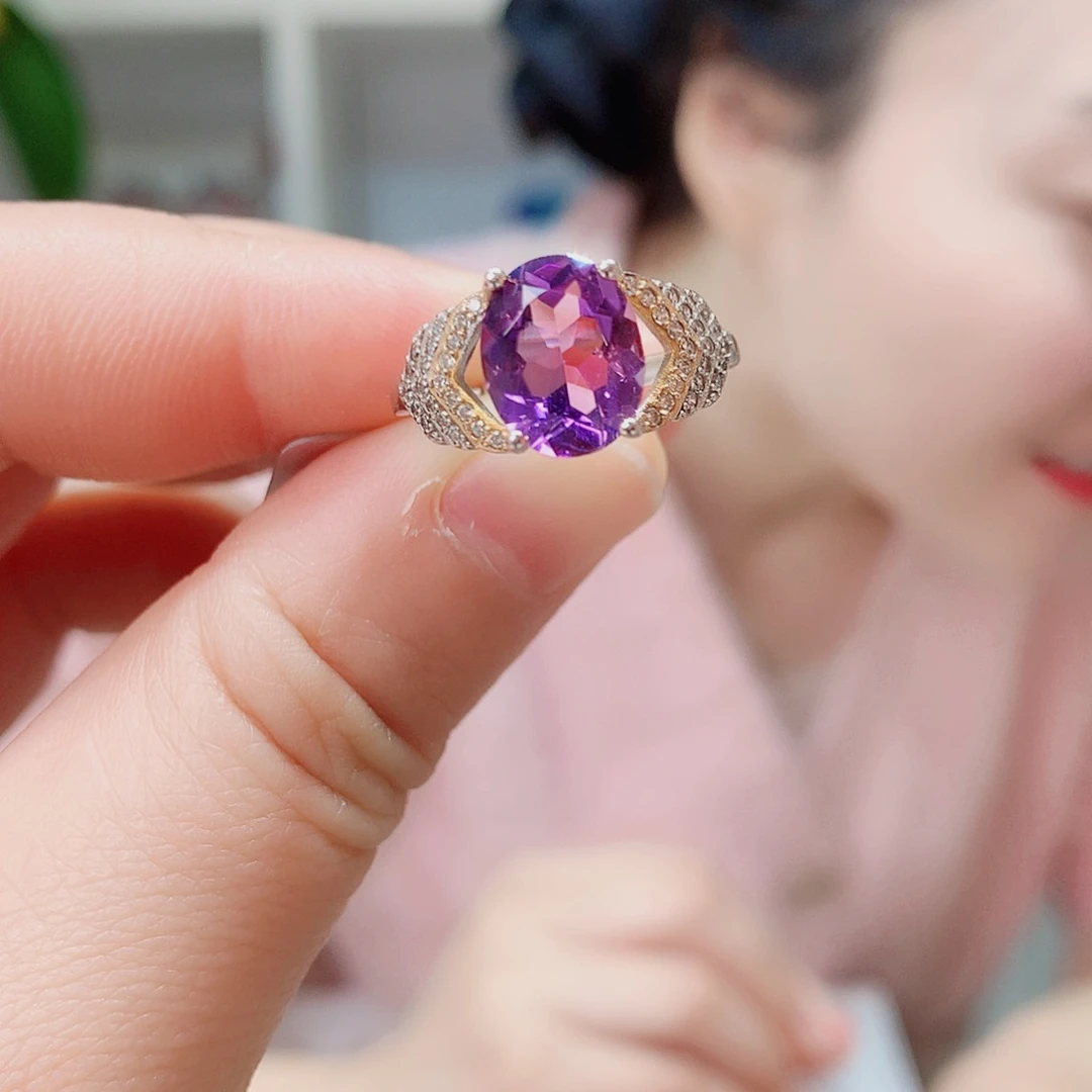 银S925镶嵌戒指紫晶