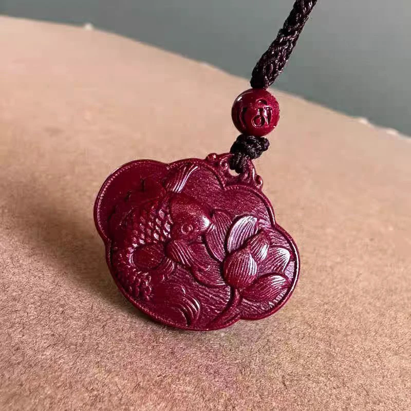 含辰砂工艺品保真高含量紫金砂年年有余吊坠