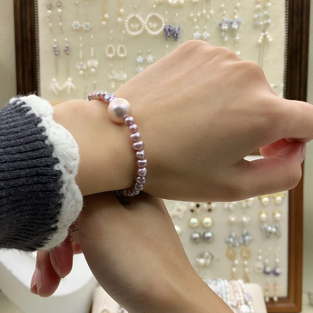 银S925镶嵌耳饰淡水珍珠