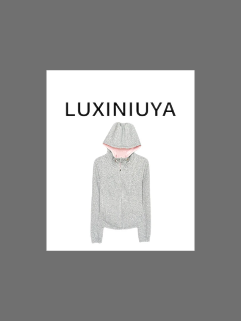 【LUXINIUYA】灰屿桃汛 25年lu系新款撞色连帽上衣外套#QDS80260