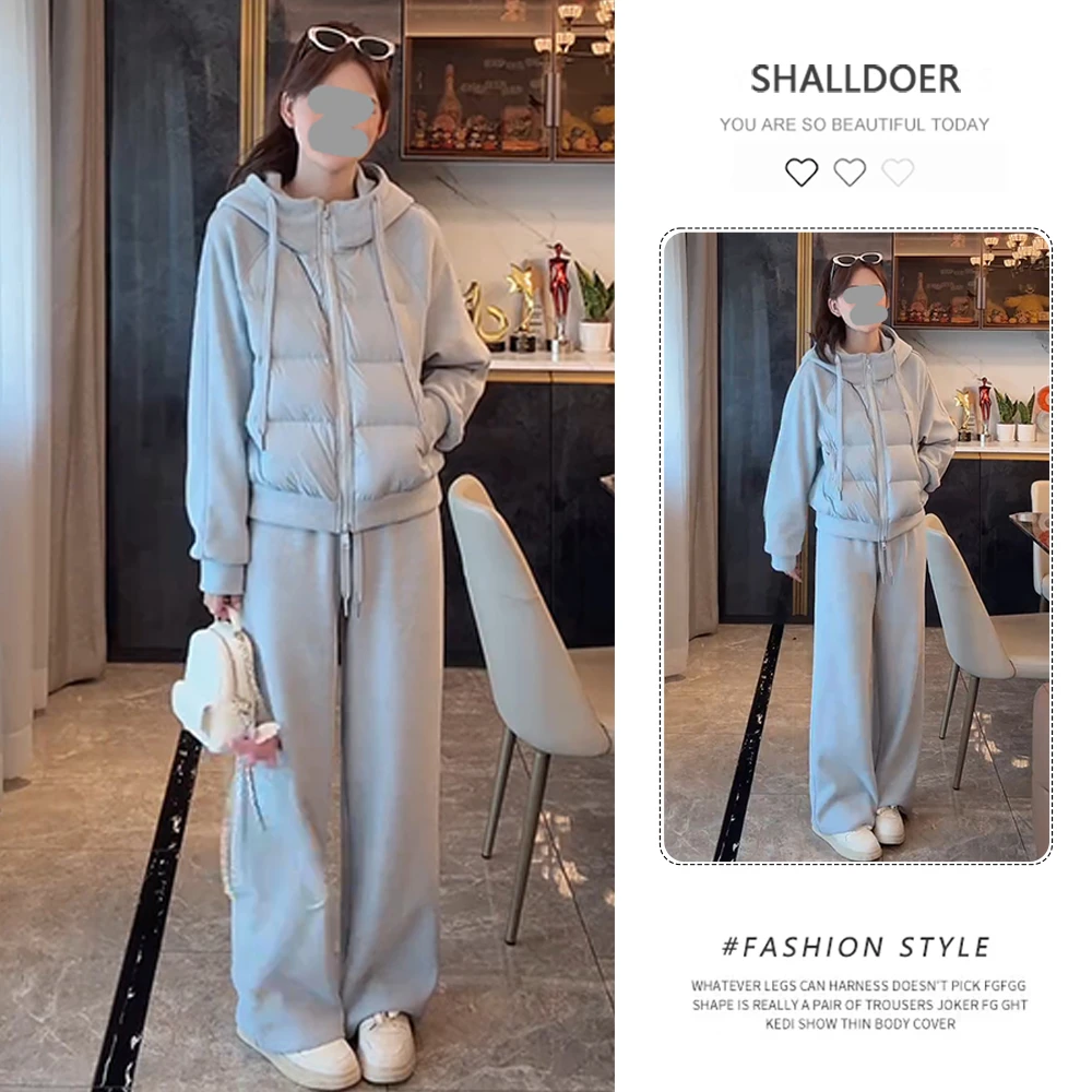 2025秋季时尚休闲百搭舒适外套直筒休闲长裤套装两件套