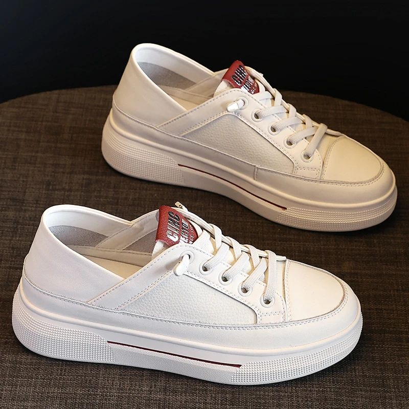 皮面小白鞋女舒适百搭白鞋2025新款透气轻便软底学生休闲板鞋女鞋