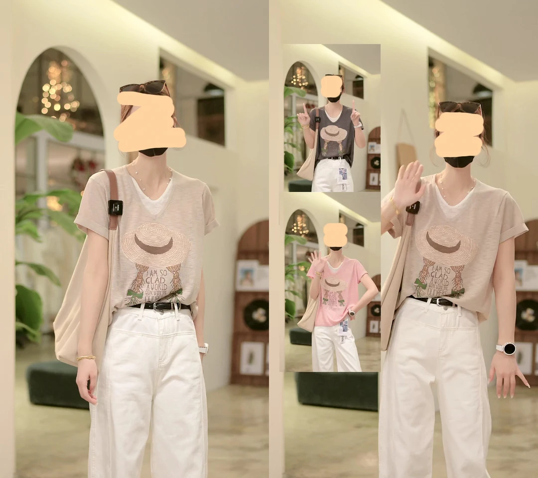 2025夏季新款减龄显瘦女装短袖圆领上衣卡通时尚印花T恤