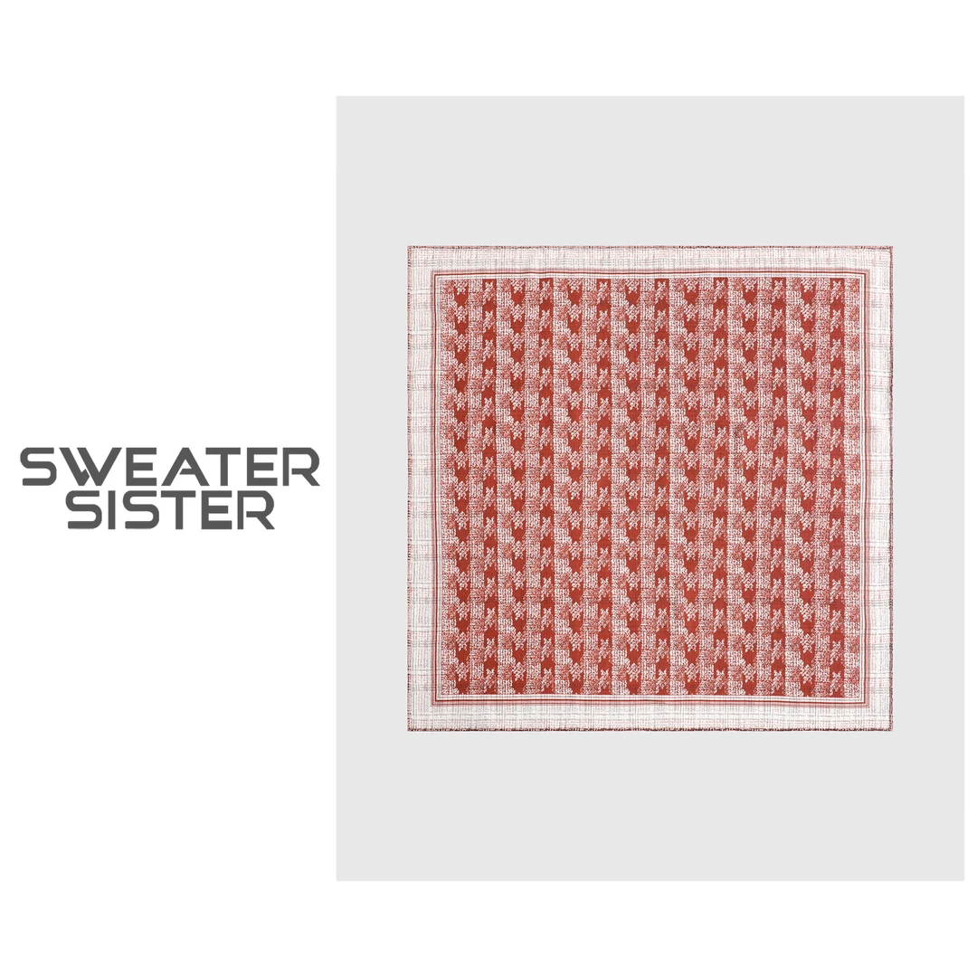 双面异色复古保暖羊毛丝巾百搭好看小方巾女916-01738