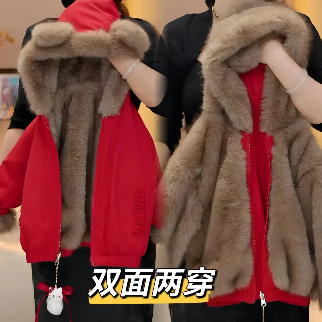 【男女同款】女童双面穿派克服外套秋冬款新款洋气女宝童装加绒保暖