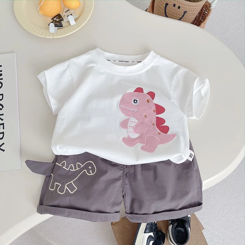 宝宝夏装套装洋气纯棉衣服新款男童休闲夏季短袖儿童短裤两件套