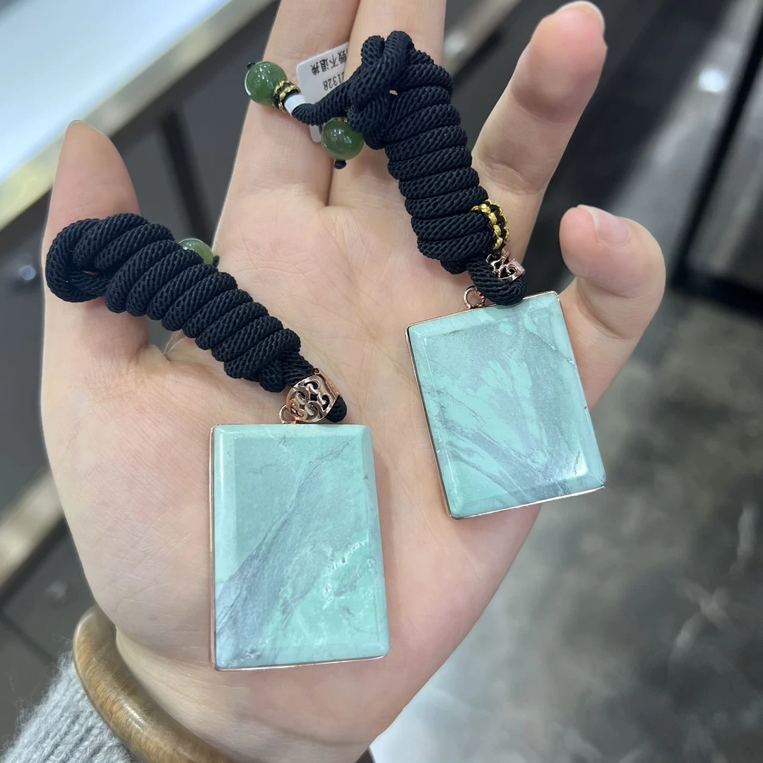 【小宝珠宝】12 T27292-S925银绿松石吊坠-多样性发一件-36x28x8mm