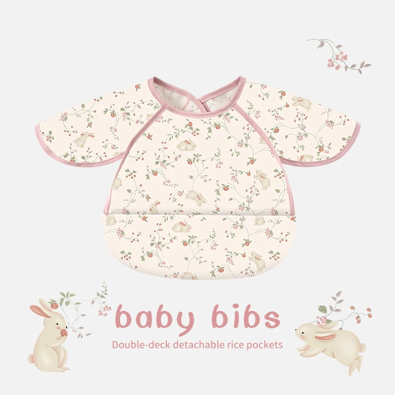 （2个装）宝宝罩衣夏女儿童吃饭围兜防水饭兜婴儿日韩反穿罩衣