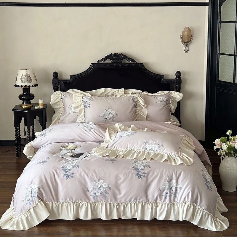 法式高定 100%全棉140支数码印花工艺四件套