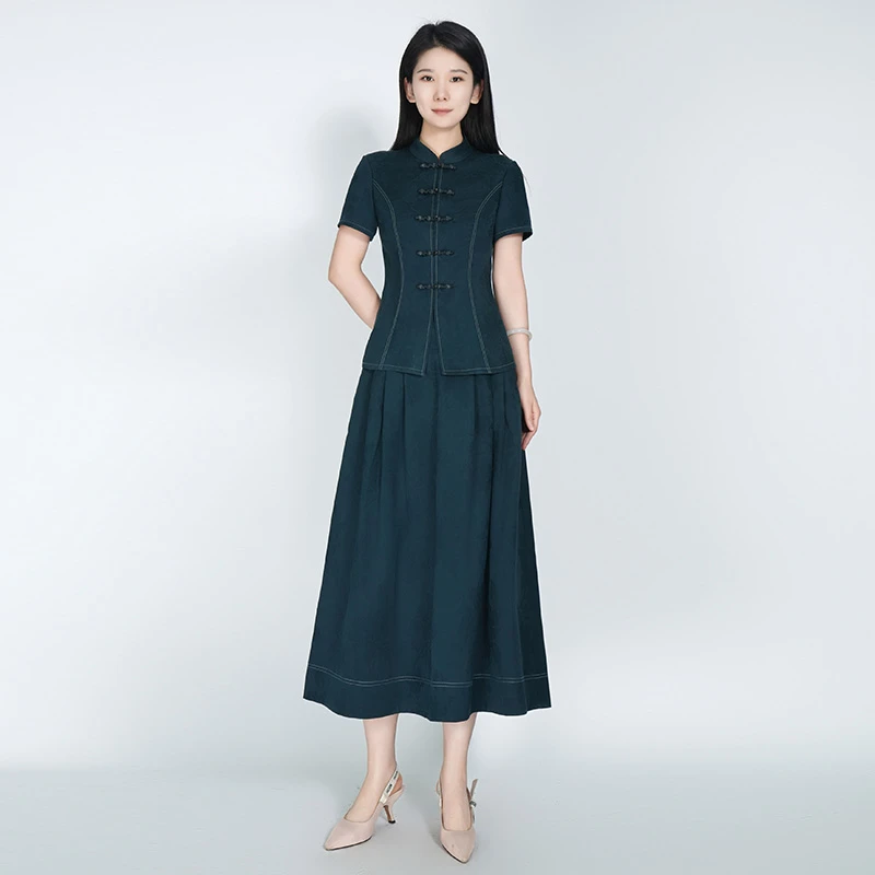 浒城古娘新中式桑蚕丝气质优雅女灵泽套装HBSS050588+HBSS050589