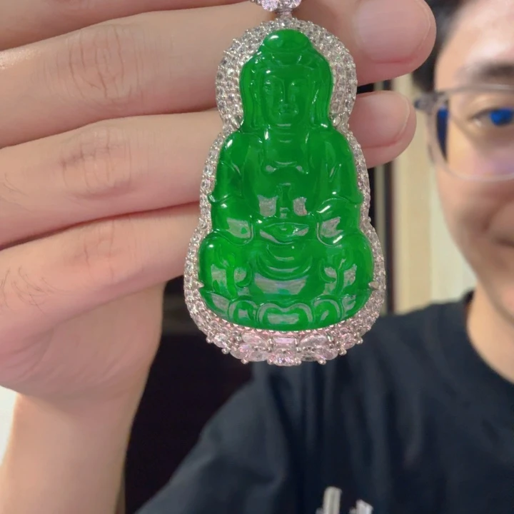 翡翠银S925镶嵌颈饰吊坠