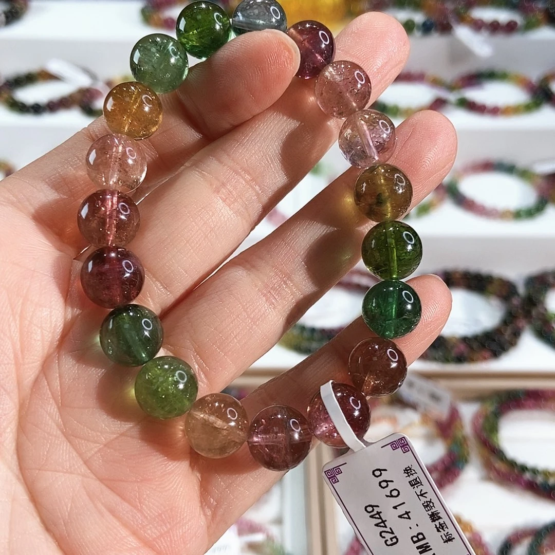 碧玺未镶嵌手链G2449素圈颜色微差