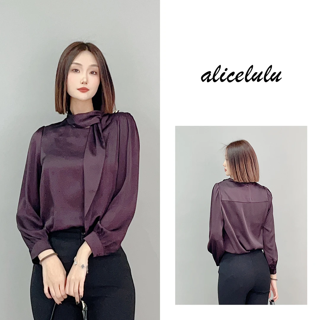 5 ALICE “韵味紫”衬衫 特调茄紫 柔光缎面 S2141285E