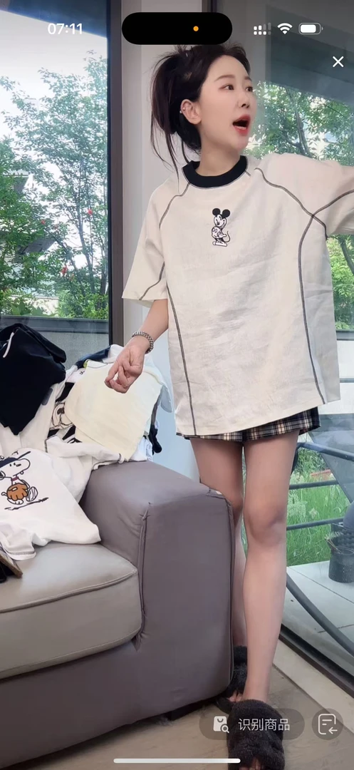 【亚麻明线小米】上衣时尚夏气质显瘦宽松网潮流