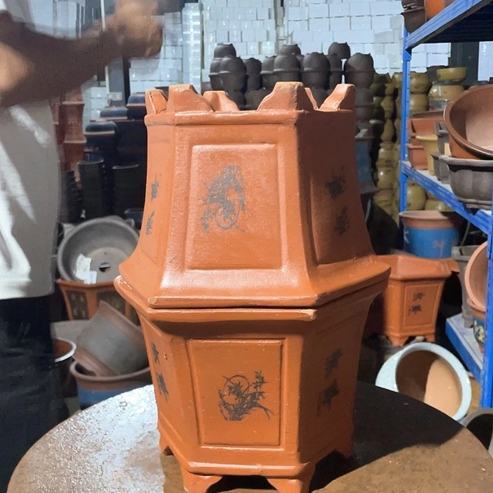 25红清雅六方花盆