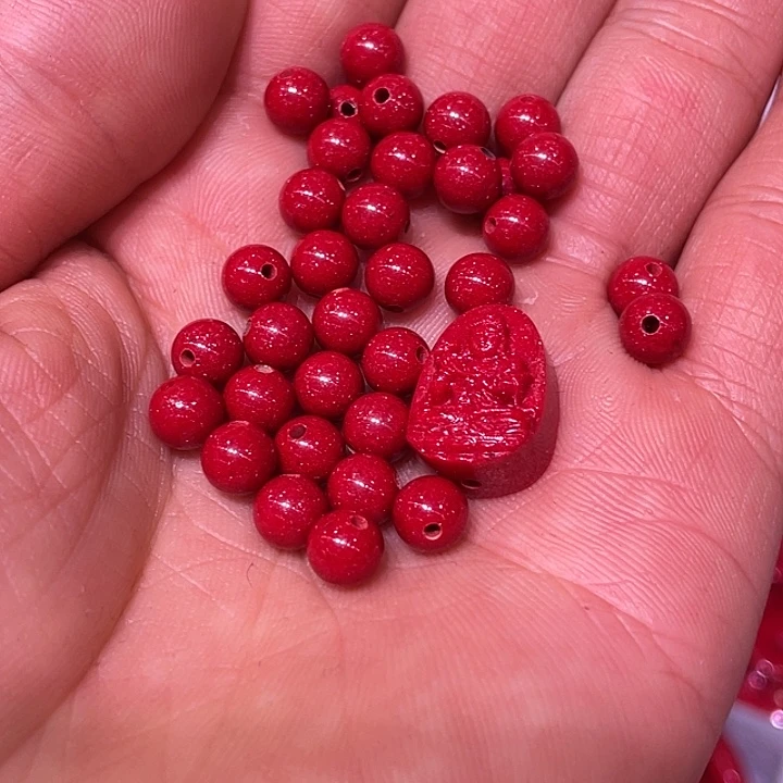 天然辰砂红晶砂6毫米27颗马守护