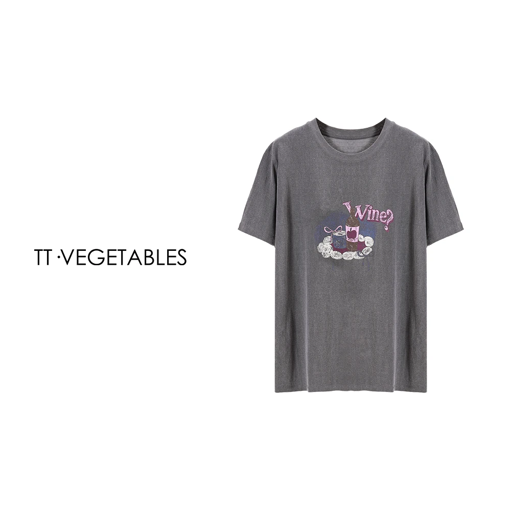 *TT・VEGETABLES【序白】暗香 纯棉印花时尚百搭短袖圆领T恤512037