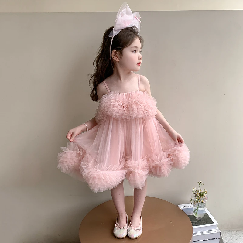 女童夏季吊带连衣裙2025新款儿童公主裙洋气礼服纱裙宝宝网红裙子