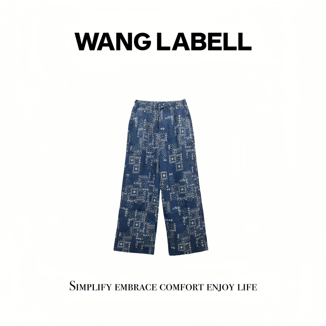 【王斌家】 |  多瑙河蓝花麻裤  休闲满印宽松设计师