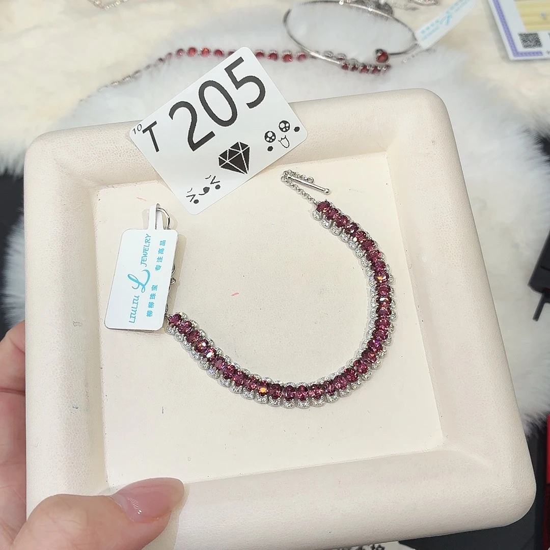 石榴石银S925镶嵌手链