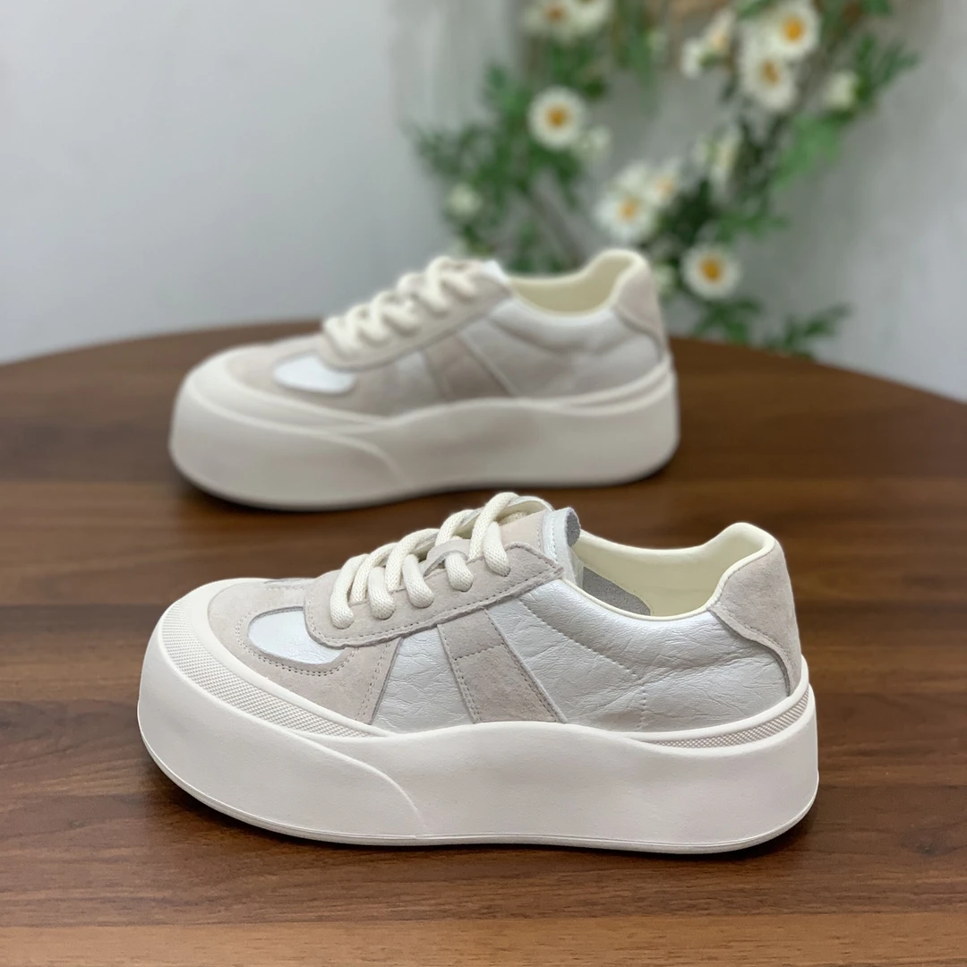 丑萌面包鞋女2025春季新款小众复古网红德训鞋爆款厚底休闲阿甘鞋