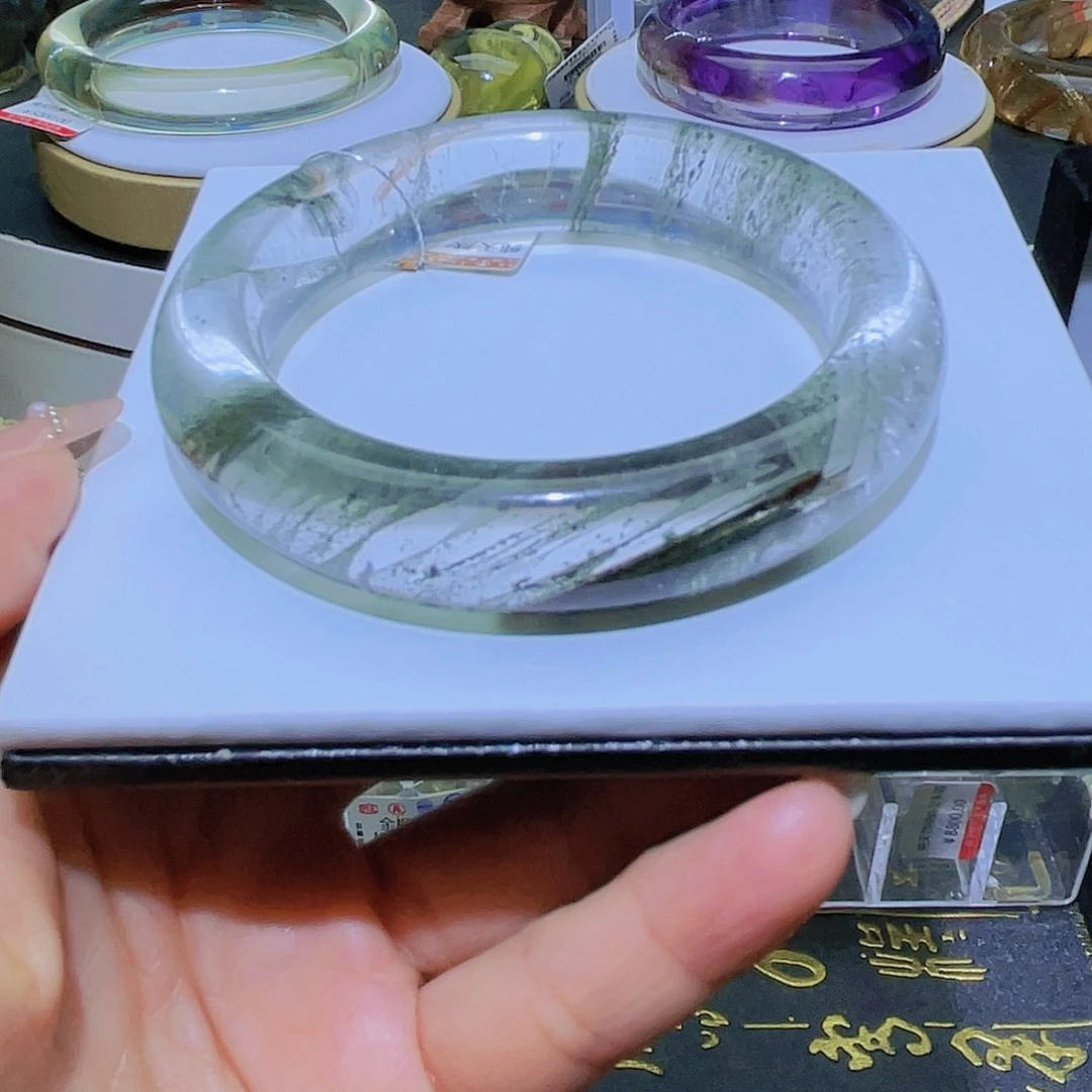 水晶手镯未镶嵌天然绿幽灵55➕圈