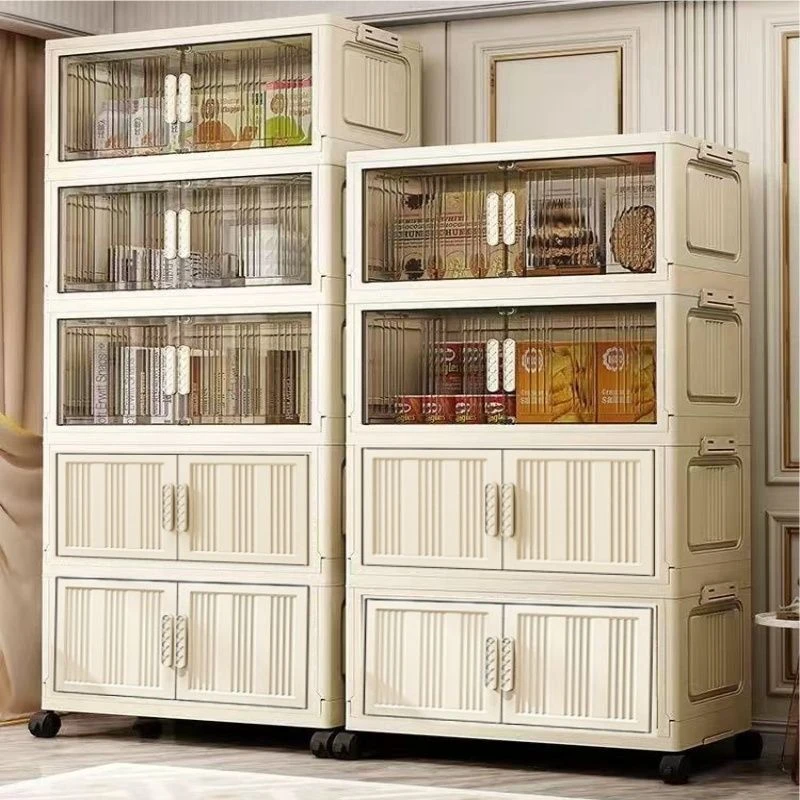 竖纹款玩具整理柜收纳箱卧室床头柜折叠式收纳柜家用客厅整理箱