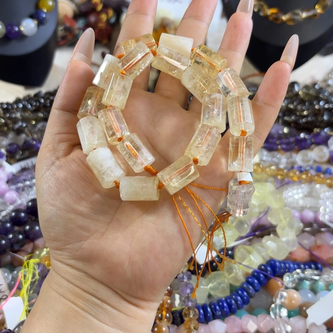 玛瑙/玉髓未镶嵌珠宝半成品卡12黄塔晶筒珠