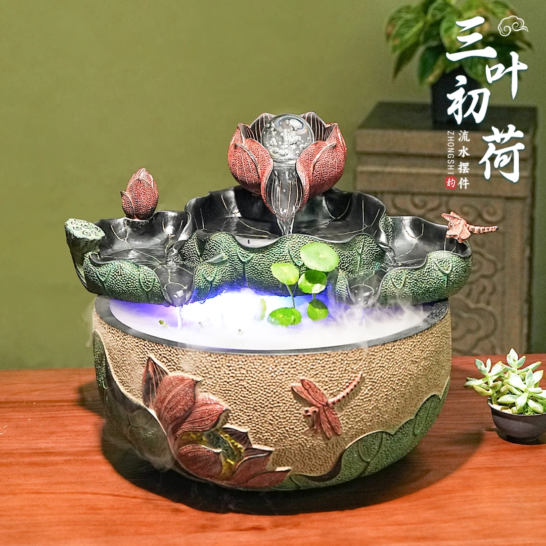 流水摆件循环水招财客厅喷泉家用水景玄关风水球办公室桌面小鱼缸