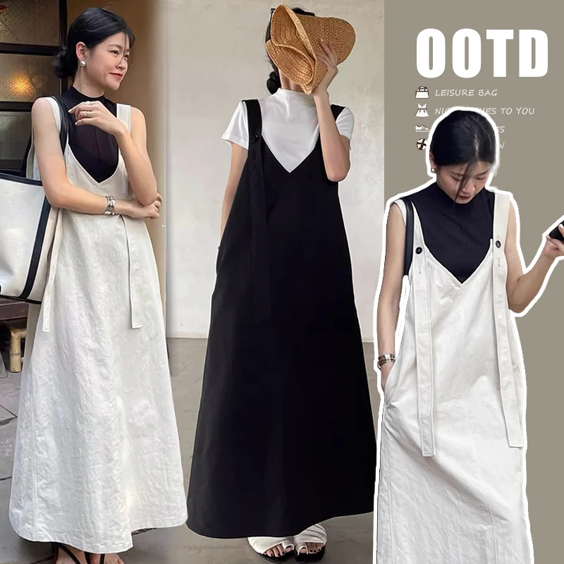 孕妇装2025春夏新款时尚简约设计宽松休闲洋气舒适孕妇背带裙套装