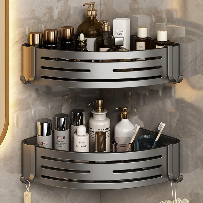 加高卫生间置物架免打孔壁挂式三角篮浴室三角架厕所转角收纳架子