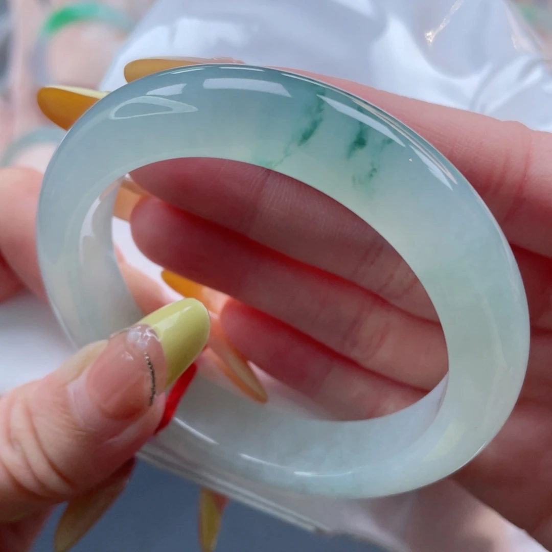 未镶嵌手镯翡翠56.3甜绿飘绿翠 暖冬百搭气质款 36号