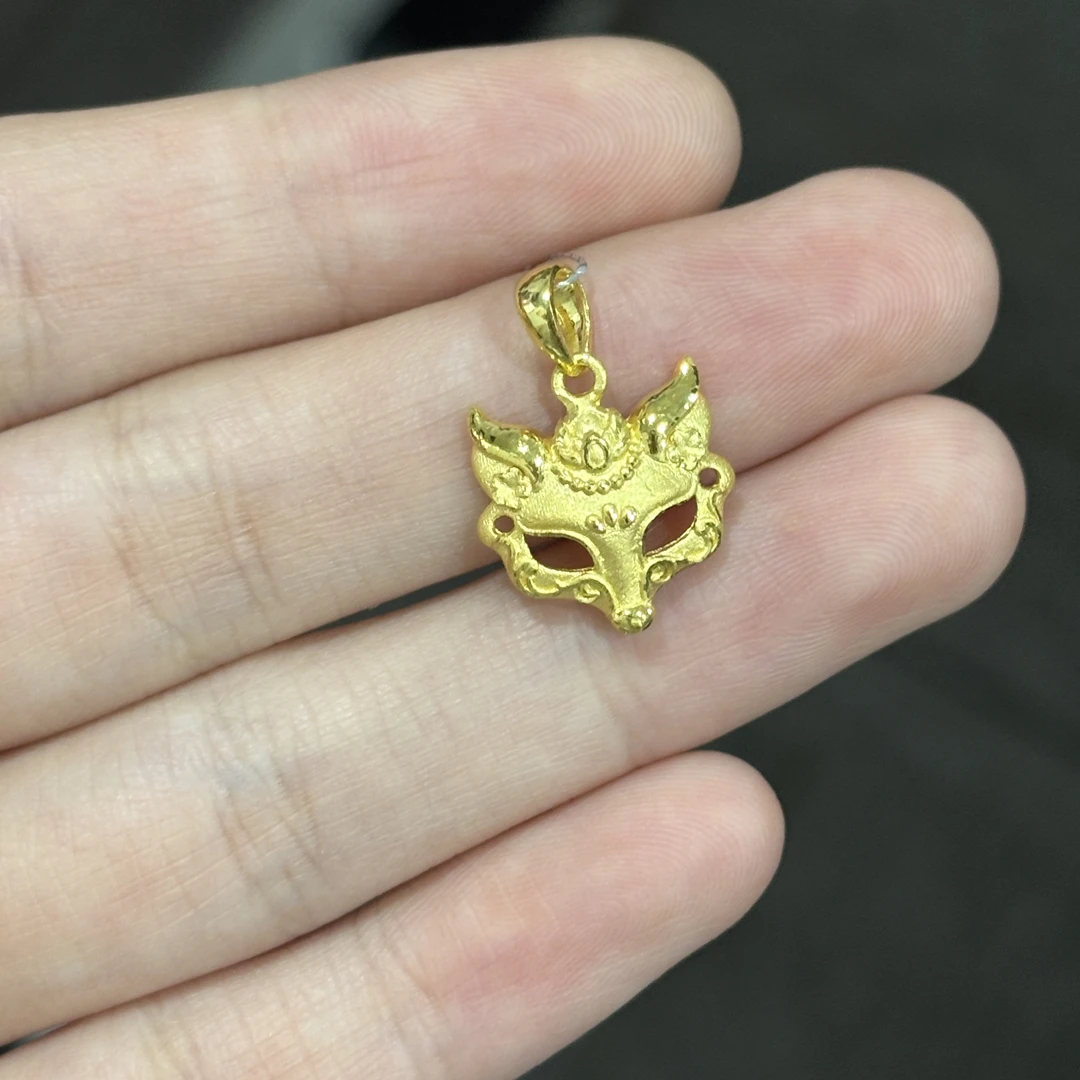 狐狸面具吊坠 足金999
