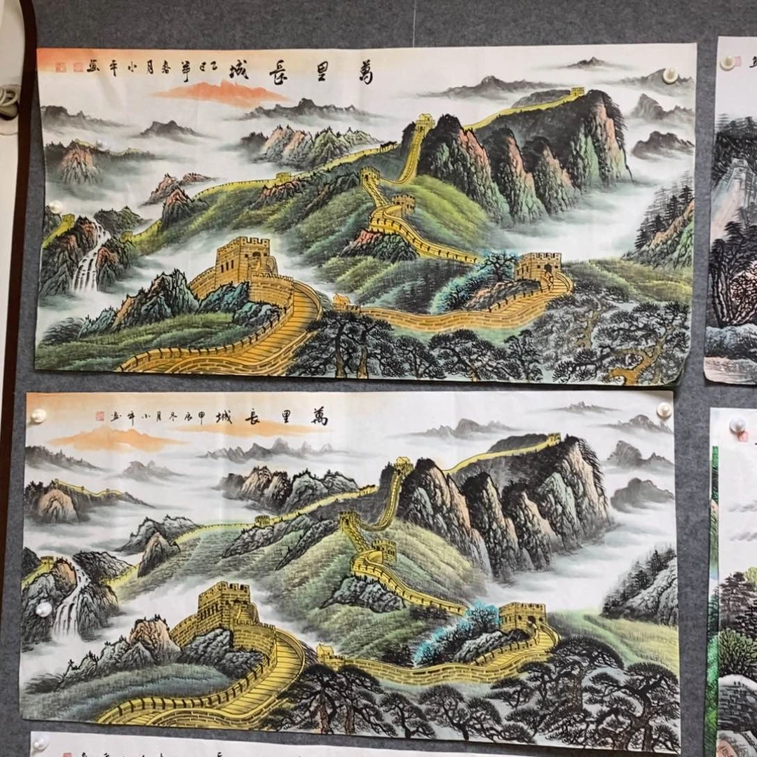 闻***道国画1.4米长的长城二选一