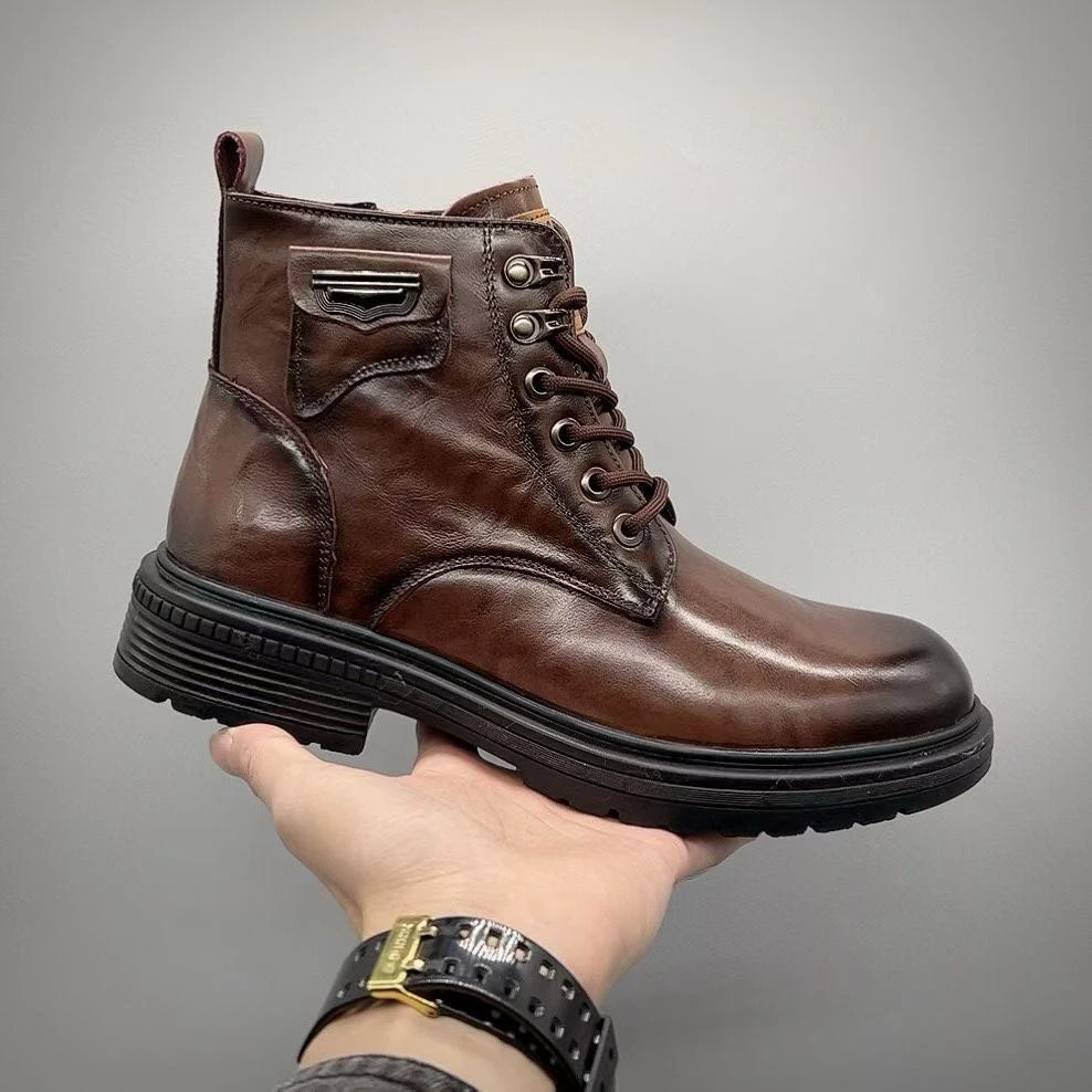 马丁靴英伦男士工装复古加绒保暖绅士男鞋百搭时尚