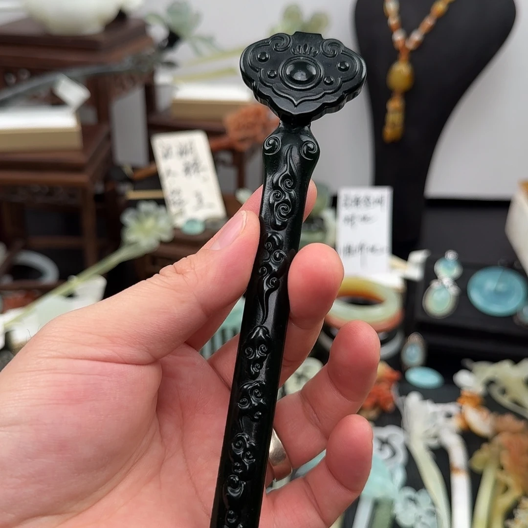 蛇纹石玉未镶嵌发饰