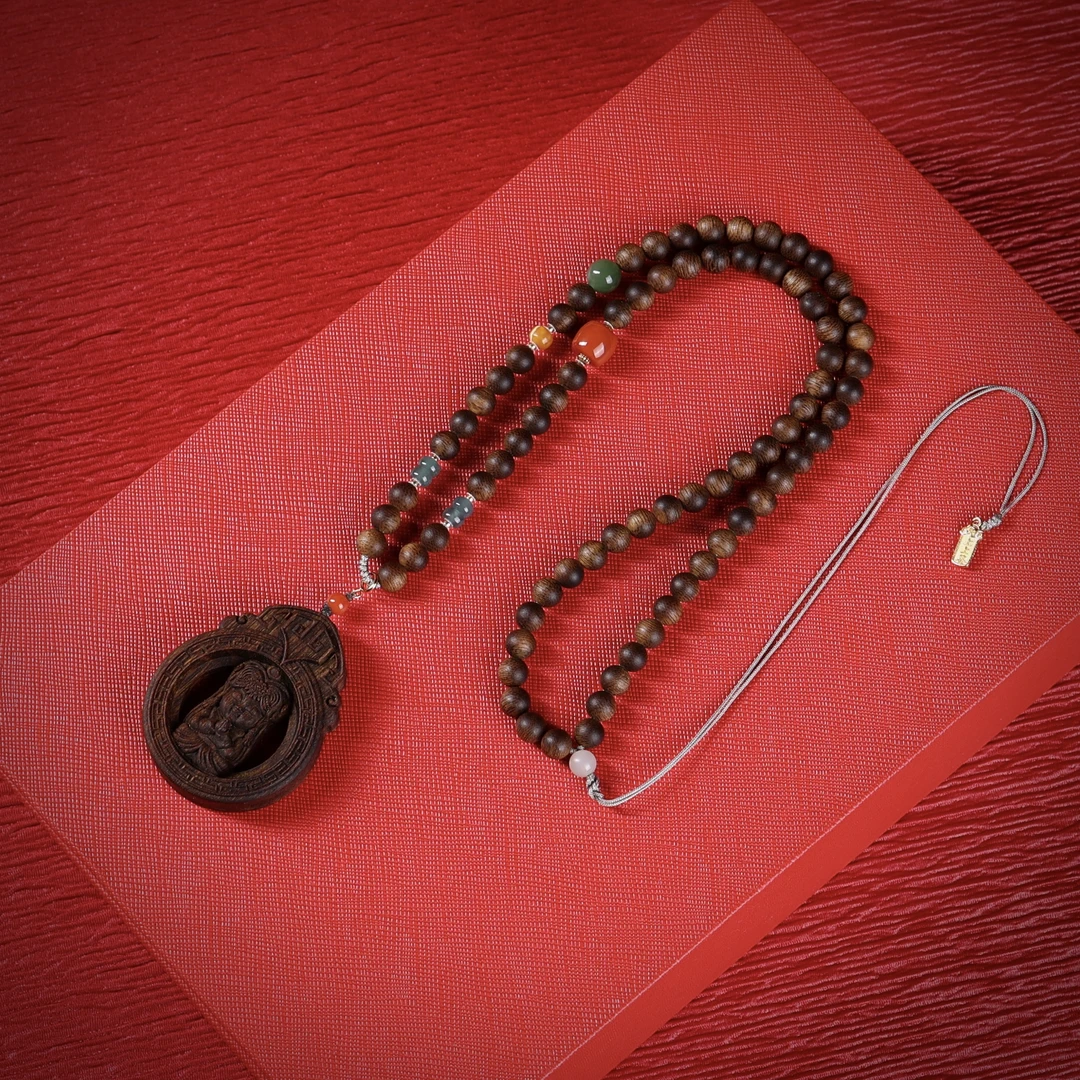 沉香【揽香集】-沉水富森红土0.6长链+扎基设计款