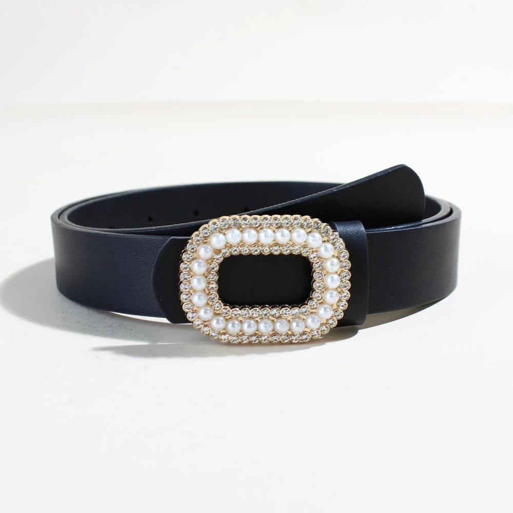 2.8cm宽新款珍珠镶钻腰带女唯美高级感女士皮带配牛仔裤裙子腰饰