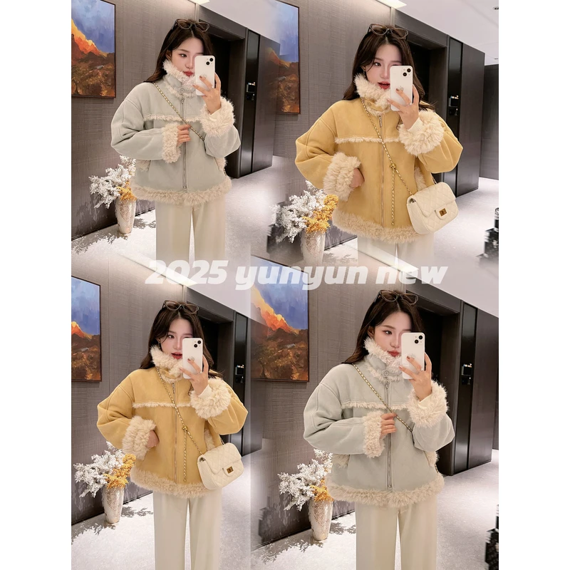 奶呼呼外套女2025冬季新款短款小个子机车服软糯加厚外套Y11