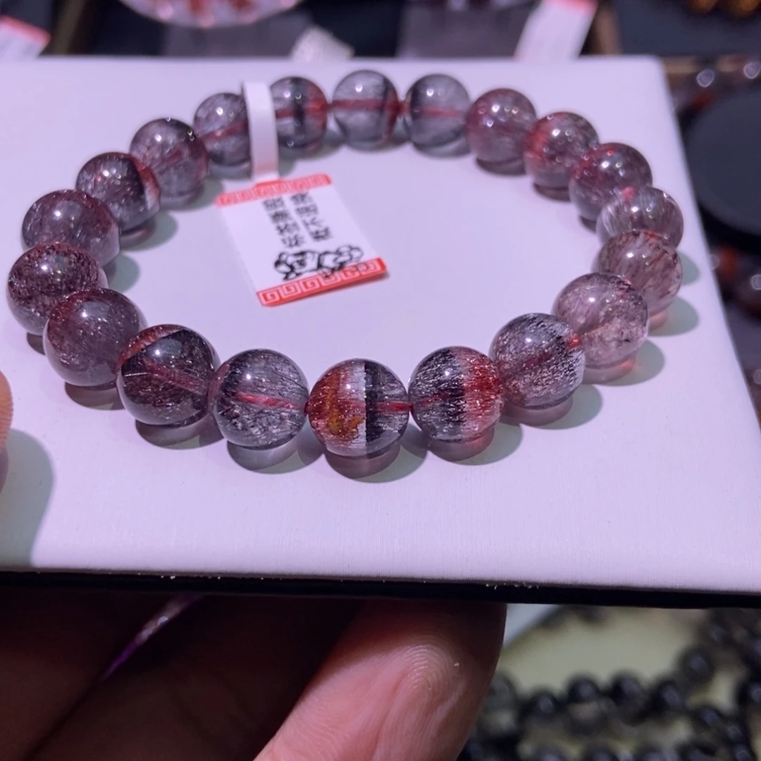水晶手串未镶嵌黑红双色超七