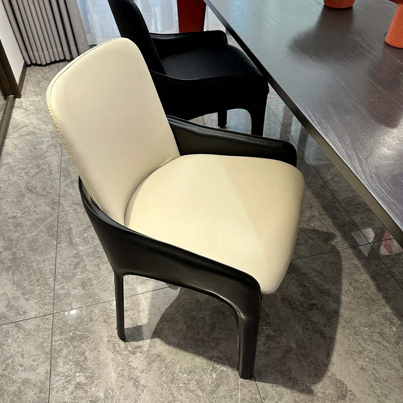 意式轻奢马鞍皮质椅高档家具家用吃饭靠背椅子客厅餐桌椅整装发货