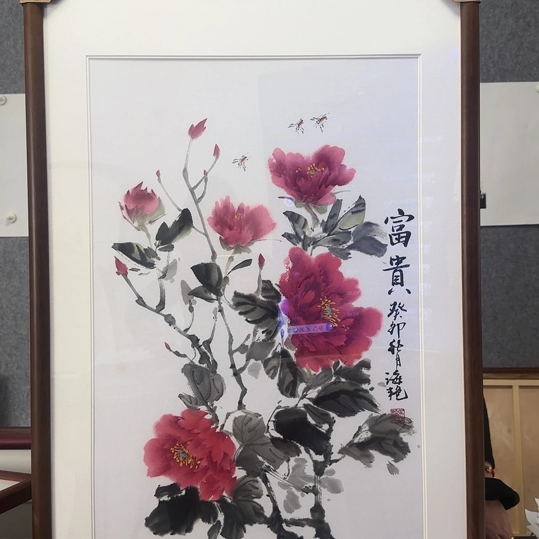 国画牡丹 富贵 60*90 实木框裱 孤品 纯手绘 年底福利
