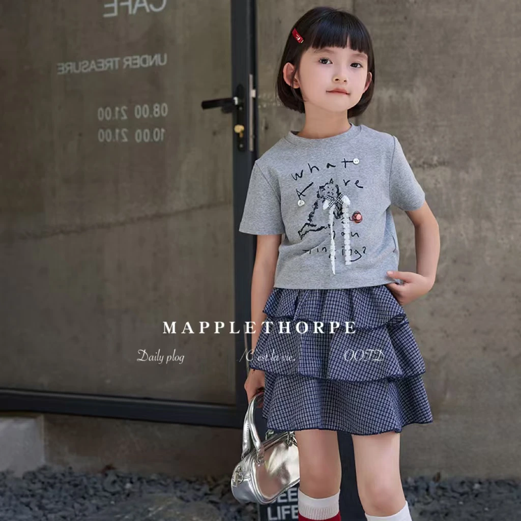 S0461儿童格子裙套装（短袖+裙子）
