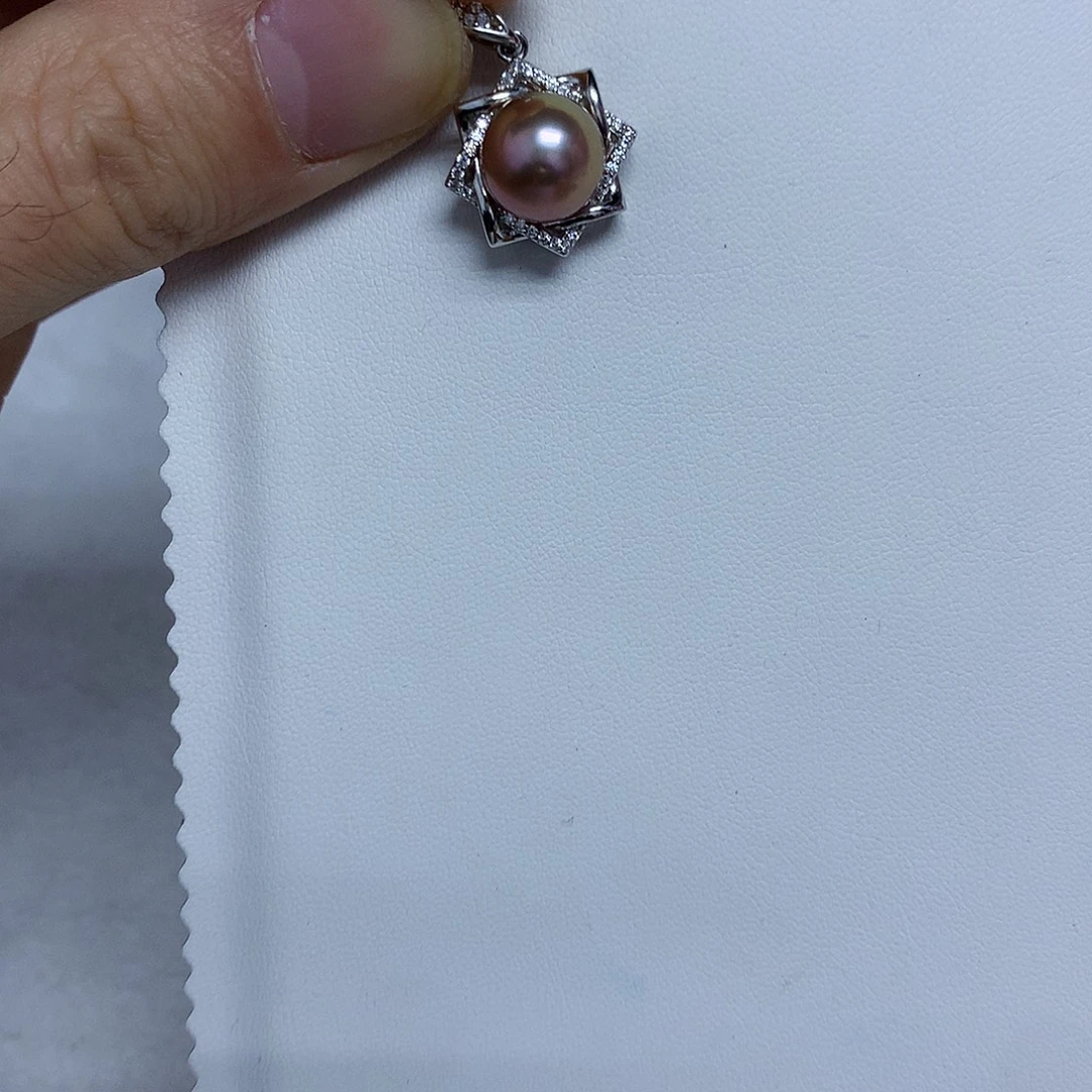 银S925镶嵌淡水珍珠吊坠(不含链)10-11