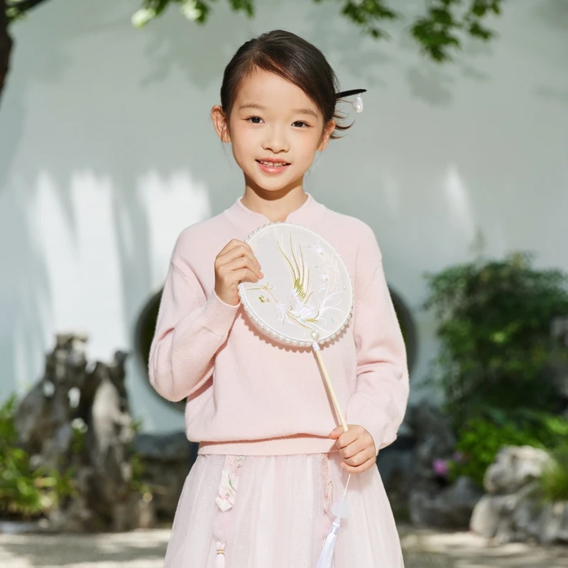 [商场同款]EP雅莹童装冬女童新款新中式国风盘口针织毛衣套头