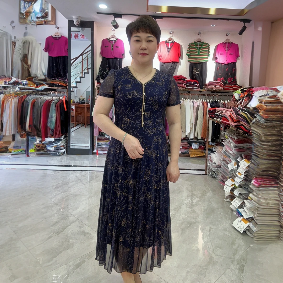【燕珍时装】2025夏季新款7833时尚品牌台湾丝妈妈装连衣裙 凯永