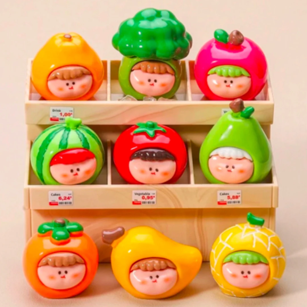 （九宫格 双许愿）大头水果莉莉丝实色夜光桌面家居树脂摆件