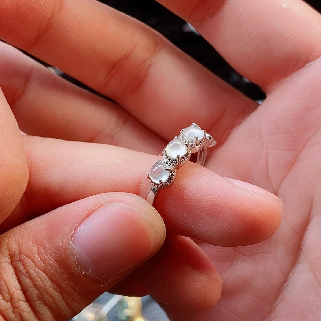 翡翠戒指银S925镶嵌456890