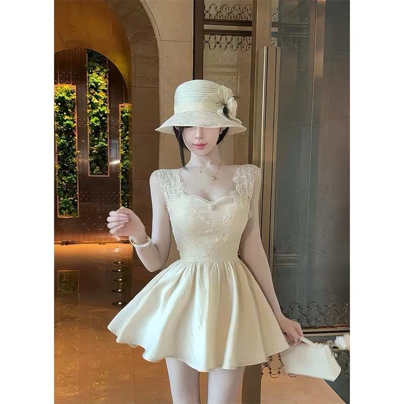 尤莉千金夏季新款纯欲财阀千金蕾丝显瘦名媛气质轻奢蓬蓬裙公主风