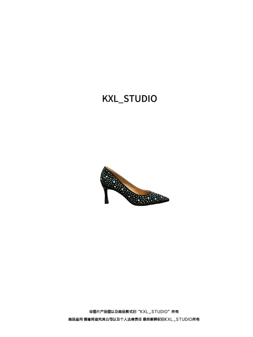KXL-STUDIO【晶饰镶嵌】羊猄绒面高跟鞋72012